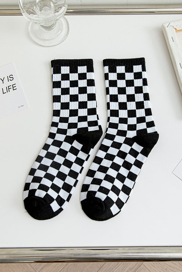 Checkerboard Print Socks
