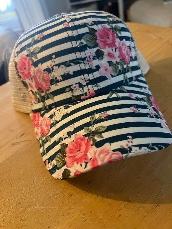 Criss Cross Flower print Hat