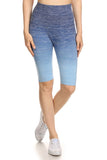 Dip Dye Ombre Activewear Biker Shorts w/High Waist Band