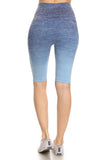 Dip Dye Ombre Activewear Biker Shorts w/High Waist Band