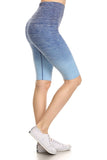 Dip Dye Ombre Activewear Biker Shorts w/High Waist Band