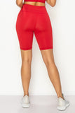 High Rise Matte Activewear Biker Shorts w/ Hidden Waistband Pocket