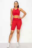 High Rise Matte Activewear Biker Shorts w/ Hidden Waistband Pocket