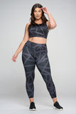 Abstract Grid Printed Activewear Leggings