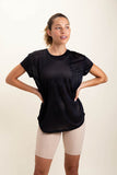 Sheer Striped Mesh Paneled Back Tee