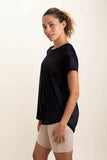 Sheer Striped Mesh Paneled Back Tee