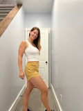 Athleisure Shorts with Curved Hemline