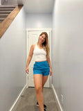 Athleisure Shorts with Curved Hemline