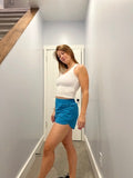 Athleisure Shorts with Curved Hemline