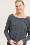 Waffled Panel Raglan Long-Sleeved Top